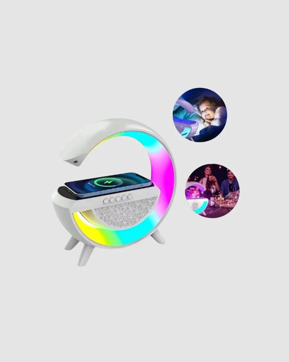 Kablosuz Şarjlı Bluetooth Hoparlör ve Gece Lambası – NFC FM Radyo RGB Işık