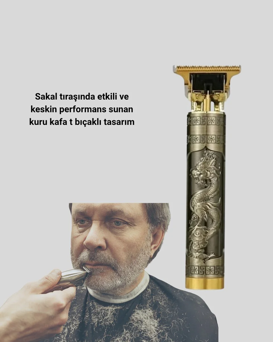 T Bıçaklı Profesyonel Çizik Tıraş Makinesi Seti – 120 Dakika Kullanım Şarjlı & Kablolu