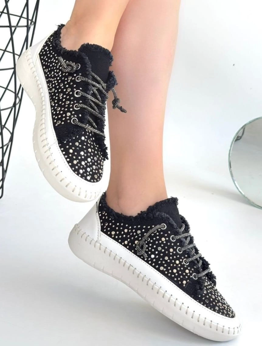 Guji Siyah Kot Bağcıklı Spor Ayakkabı