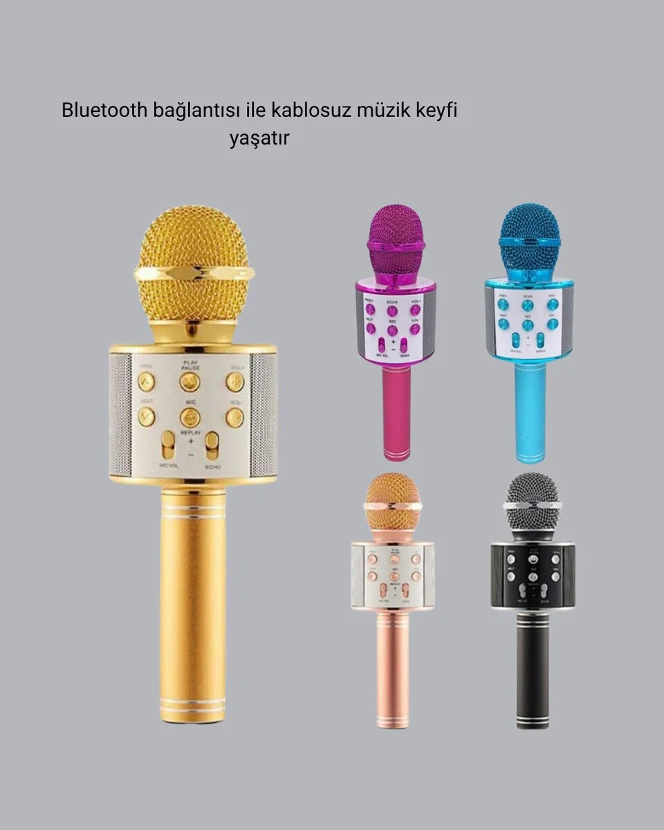 Taşınabilir Karaoke Mikrofon – Bluetooth USB ve AUX Girişli