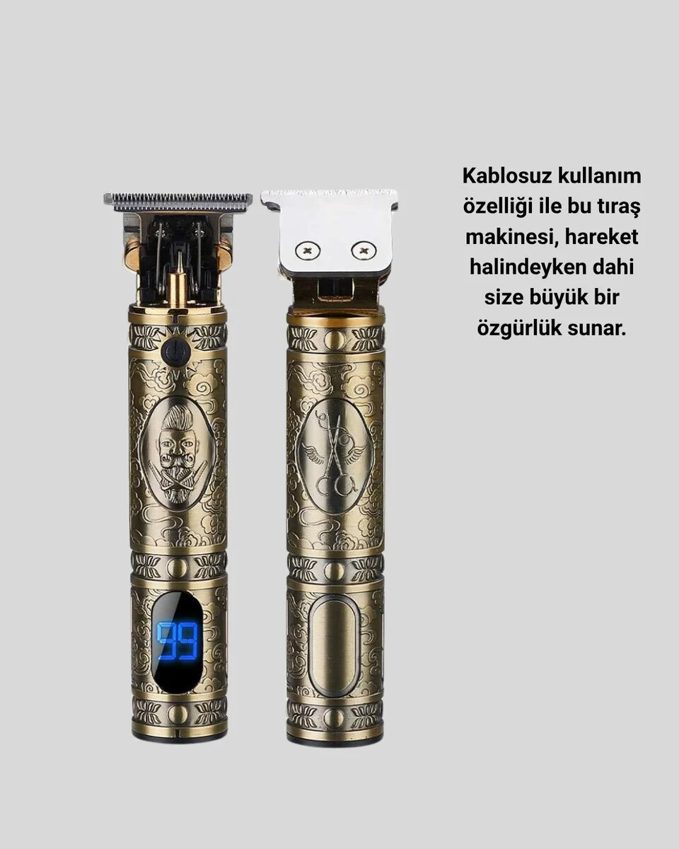Şarjlı Kablosuz Tıraş Makinesi – 1800 mAh Batarya Uzun Pil Ömrü Profesyonel Sessiz Motor