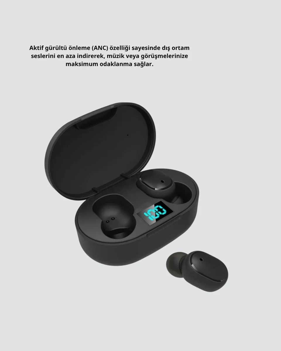 ANC Bluetooth Kulaklık – Suya ve Tere Dayanıklı Uzun Pil Ömürlü Mikrofonlu Kablosuz Kulaklık