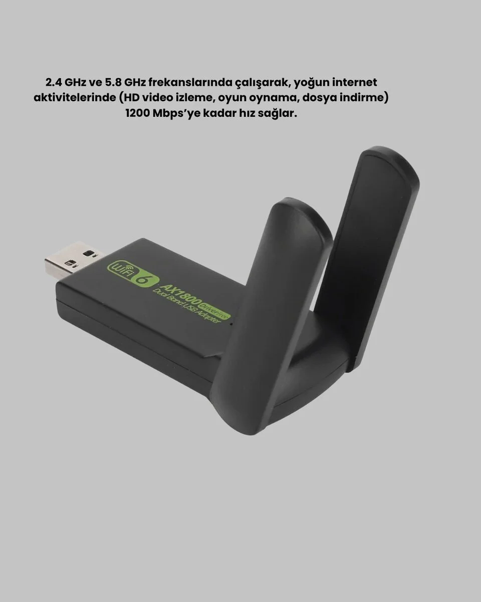 Ultratekno Dual Band WiFi Adaptör – 1200 Mbps USB 3.0 Çift Antenli Geniş Kapsama Alanı ve Yüksek Hız