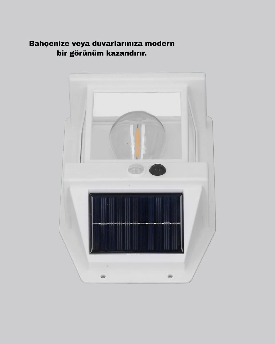 Üç Modlu Güneş Enerjili Duvar Lambası 1800mAh Bataryalı ve Hareket Sensörlü