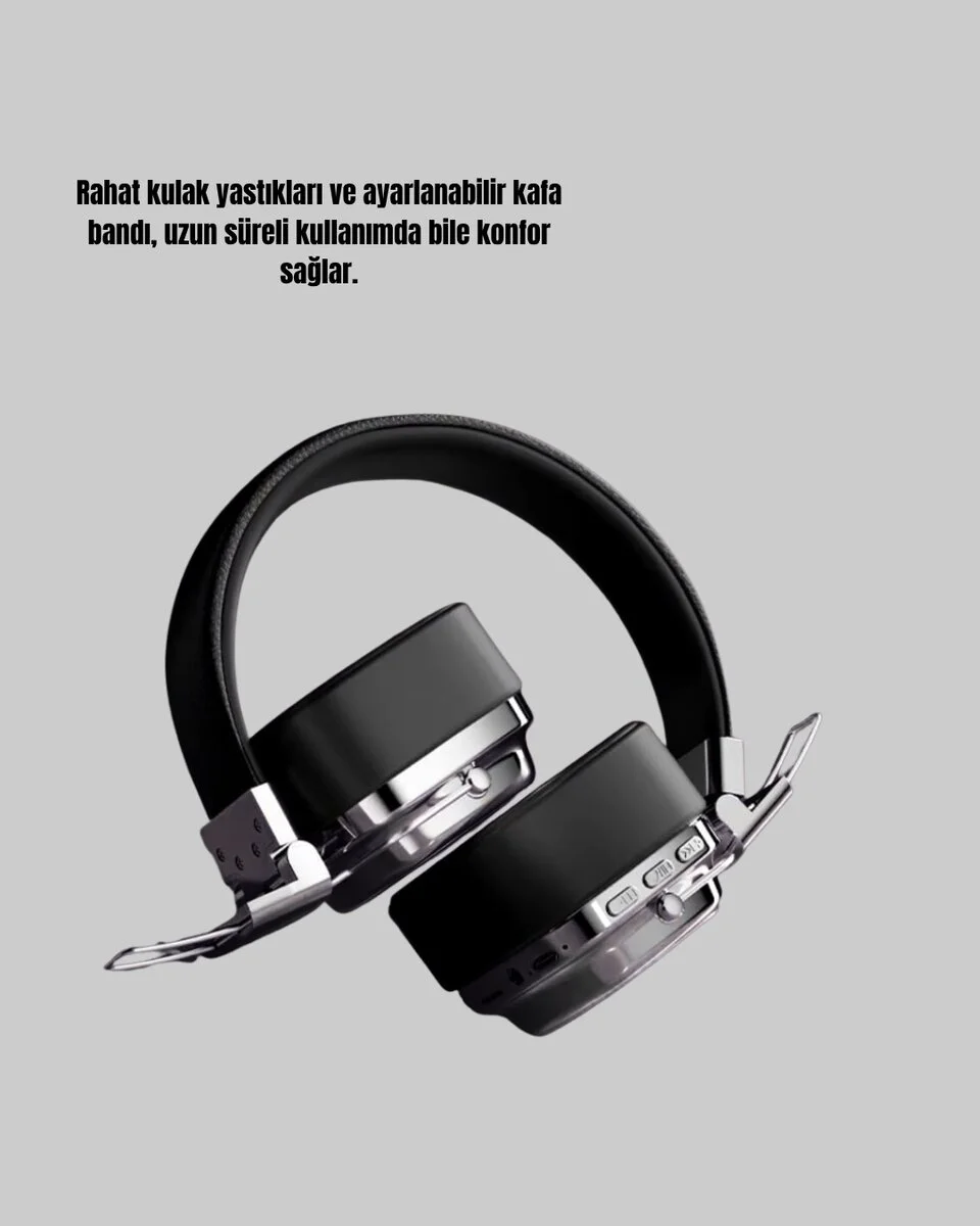 Kablosuz Bluetooth Kulak Üstü Kulaklık Kristal Ses Kalitesi ve Ergonomik Yapı