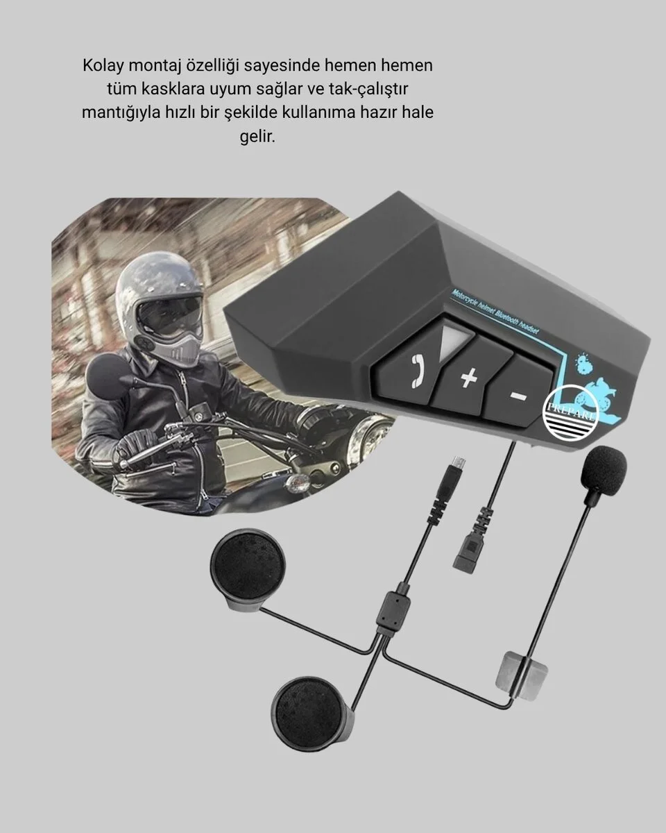 Motosiklet Kask Kulaklığı Bluetooth 5.0 Gürültü Önleme ve Hızlı Bağlantı
