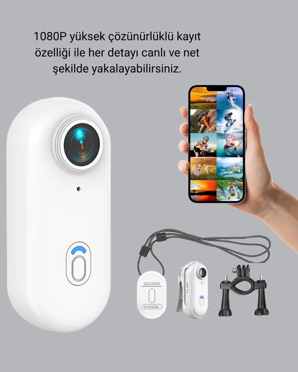 1080P Suya Dayanıklı Aksiyon Spor Kamerası 120° Geniş Açı ve WiFi Destekli