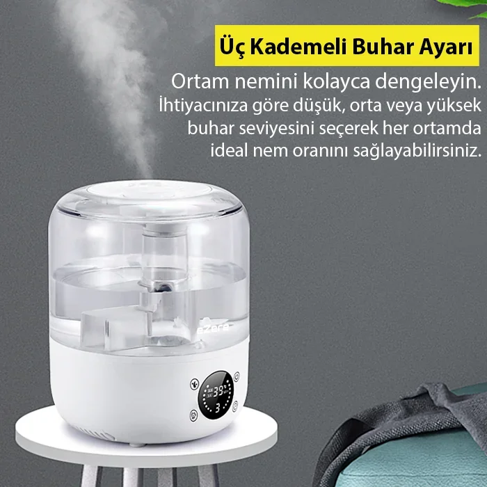 Ezere TH-413 Akıllı Dijital Hava Nemlendirici | 3L Kapasite Dokunmatik Panel Uzaktan Kumanda Sessiz Çalışma-(5775)