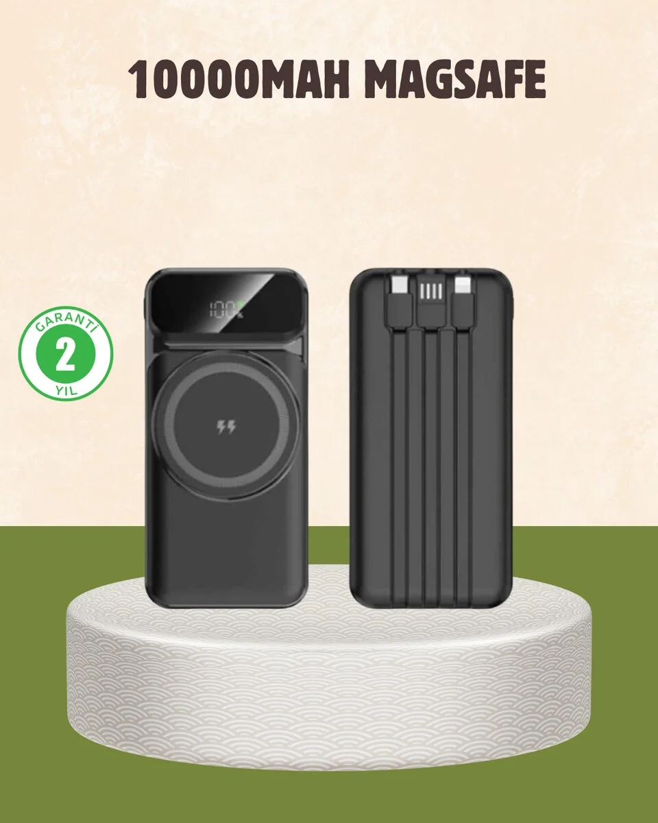 10000 mAh Kablosuz Powerbank – 15W Hızlı Şarj  Type-C Çoklu Çıkışlı