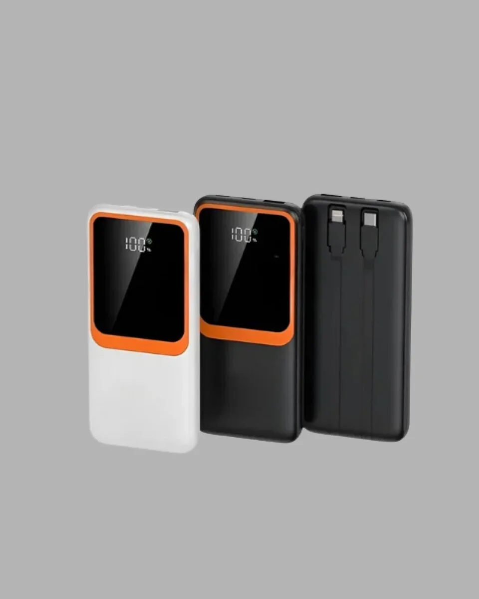Powerbank 10000 mAh – Çift USB Çıkışlı Type-C Girişli Şık Beyaz Tasarım