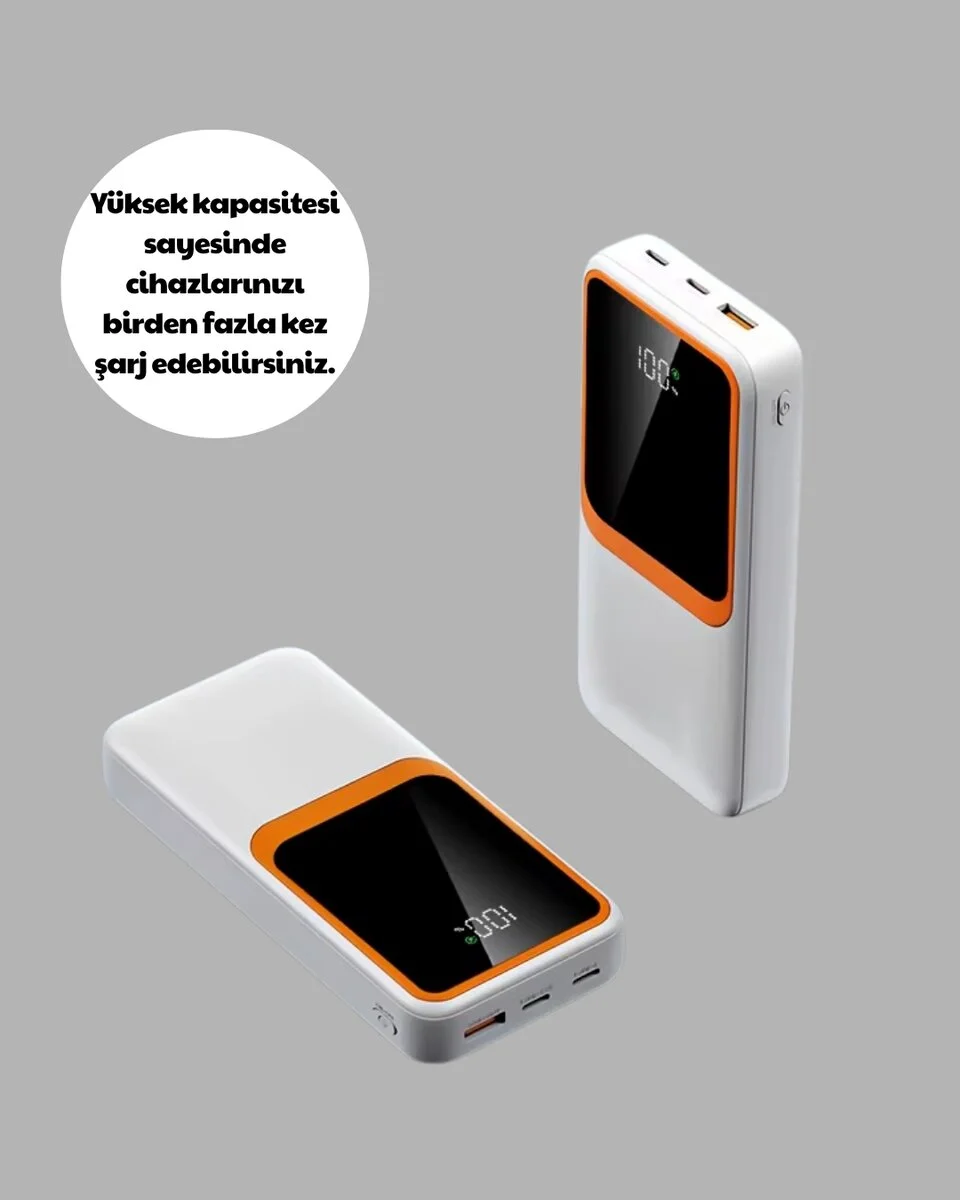 10000 mAh Taşınabilir Powerbank – Çift Çıkışlı Type-C ve Lightning Uyumlu