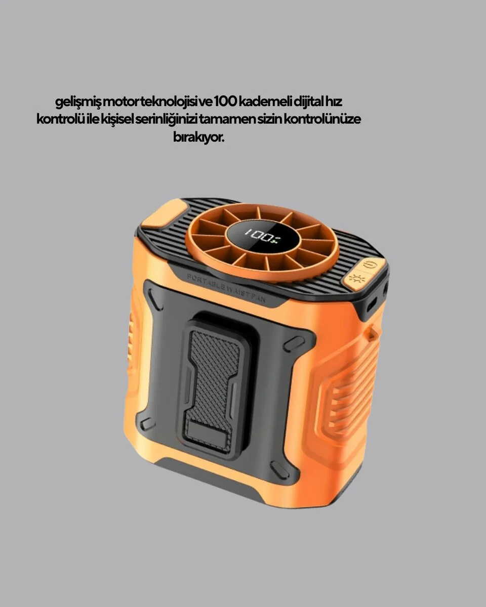 Dijital Ekranlı Turbo Mini Fan – 3 Kademeli Hız Sessiz Çalışma ve Type-C Şarj