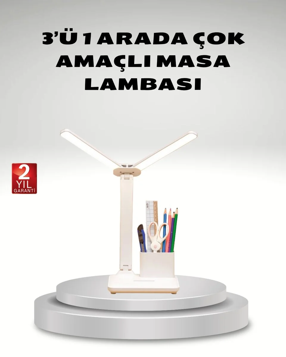 Kısılabilir LED Masa Lambası – Kalemlik ve Telefon Standlı Göz Yormayan Işık