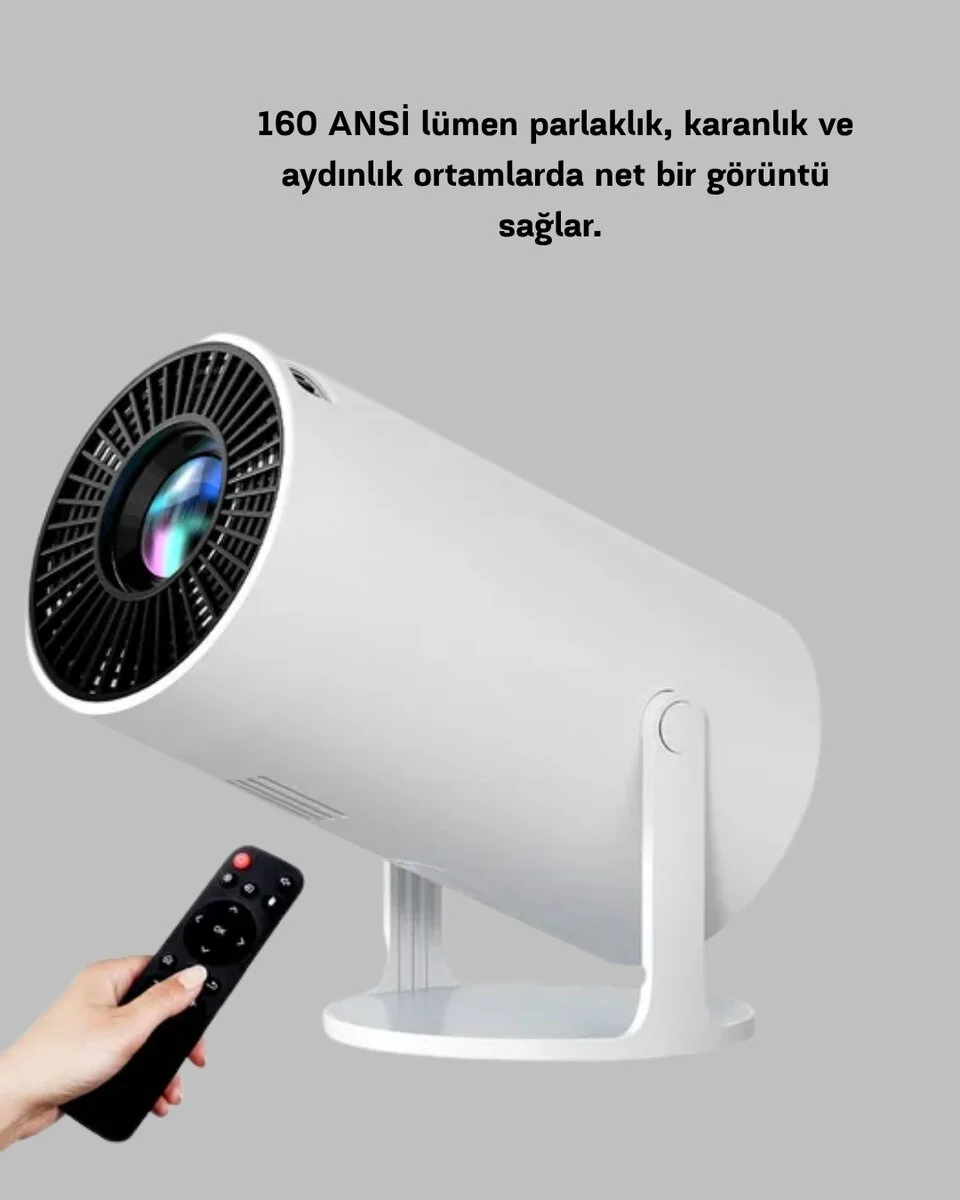 Full HD 4K Uyumlu Projeksiyon Cihazı 130 İnç Geniş Ekran Destekli