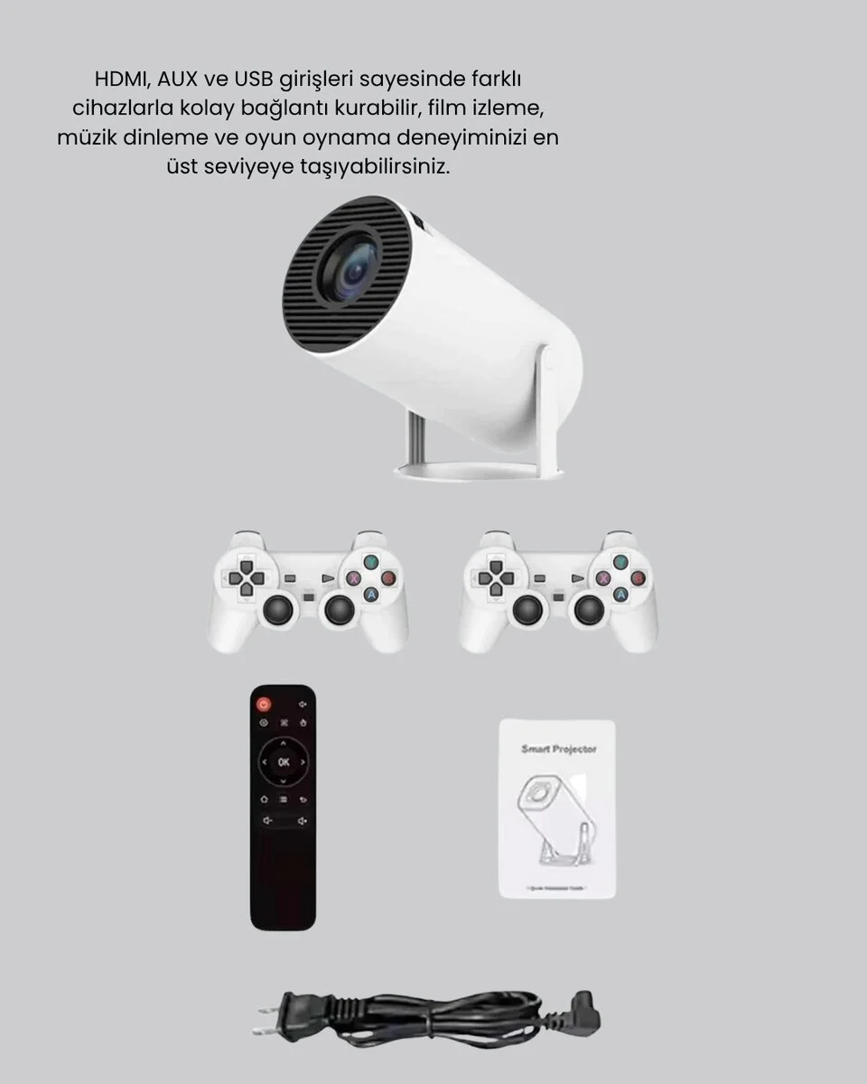 Projeksiyon Cihazı 4K Destekli Kablosuz Bağlantılı Bluetooth 5.0