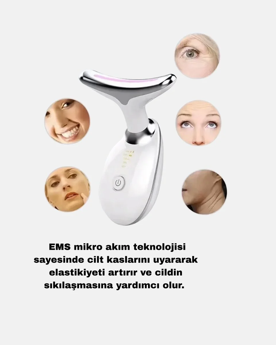 Boyun ve Gıdı Toparlayıcı EMS Cilt Sıkılaştırıcı 7000 Titreşim Isı Terapisi