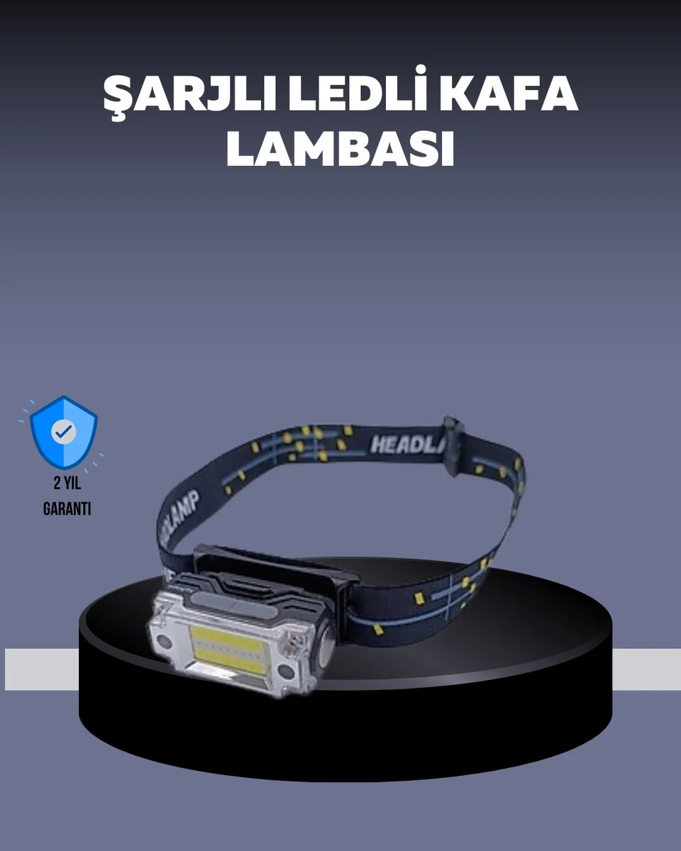 USB Şarjlı Mini LED KAFA Feneri 50m Odak 150m Geniş Aydınlatm