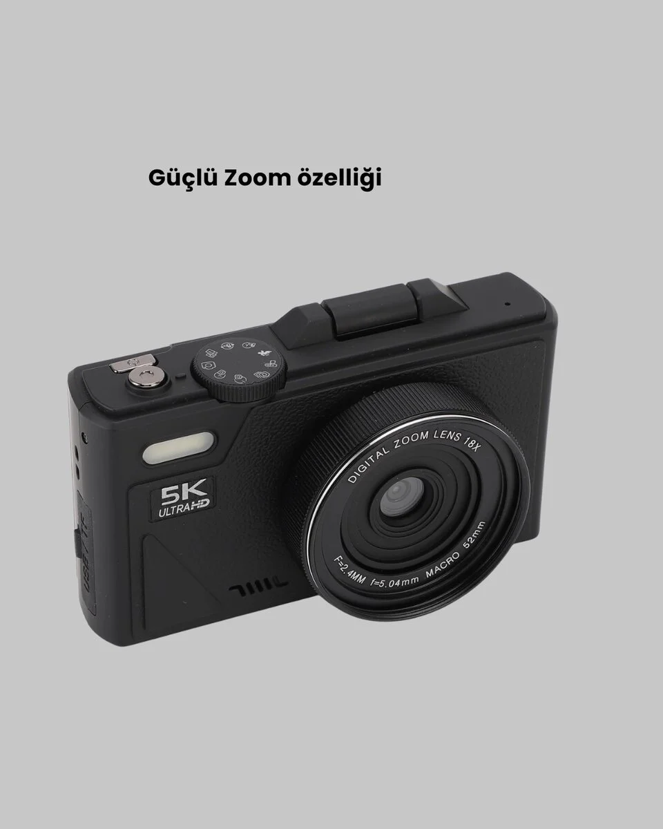 5K UHD Dijital Kamera 75MP Sensör 18x Zoom Stabilizasyonlu