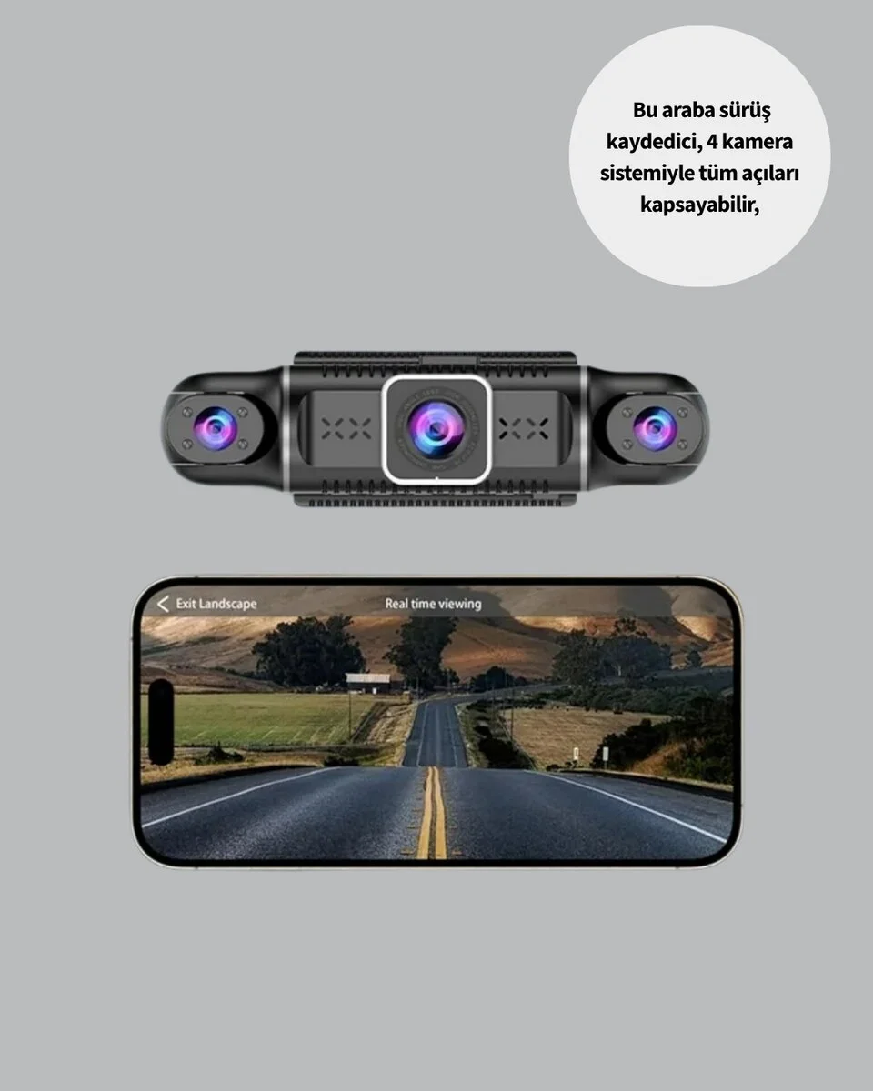 4 Kameralı Araç Kayıt Cihazı Full HD Park İzleme Gece Görüş