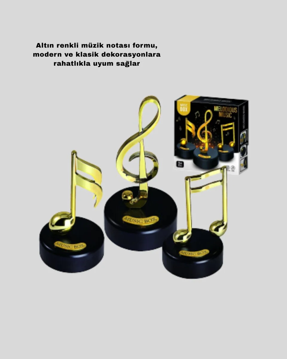 Melodious Music Altın Nota Figürlü Müzik Kutusu