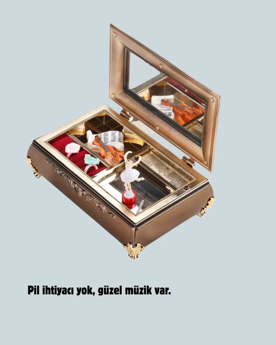 Kız Çocuk Oyuncak Piyano Görünümlü Balerinli Müzik Kutusu