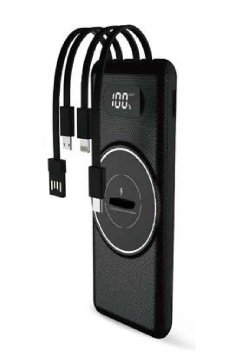 Wireless Powerbank 10000 Mah LED Ekranlı Dahili Kablolu Hızlı Şarj