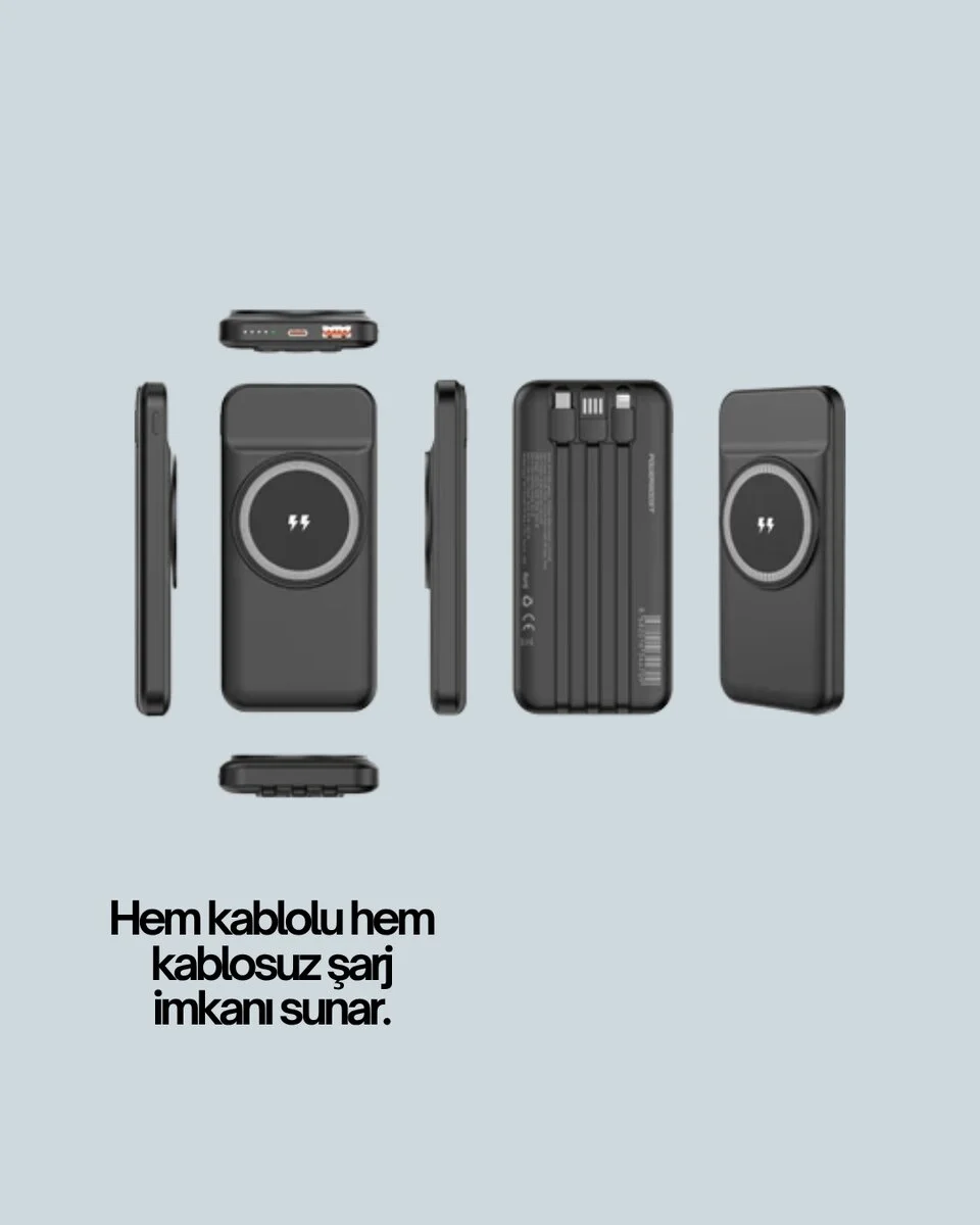 Kompakt Tasarım Güçlü Performans – 10000mAh Kablosuz Powerbank