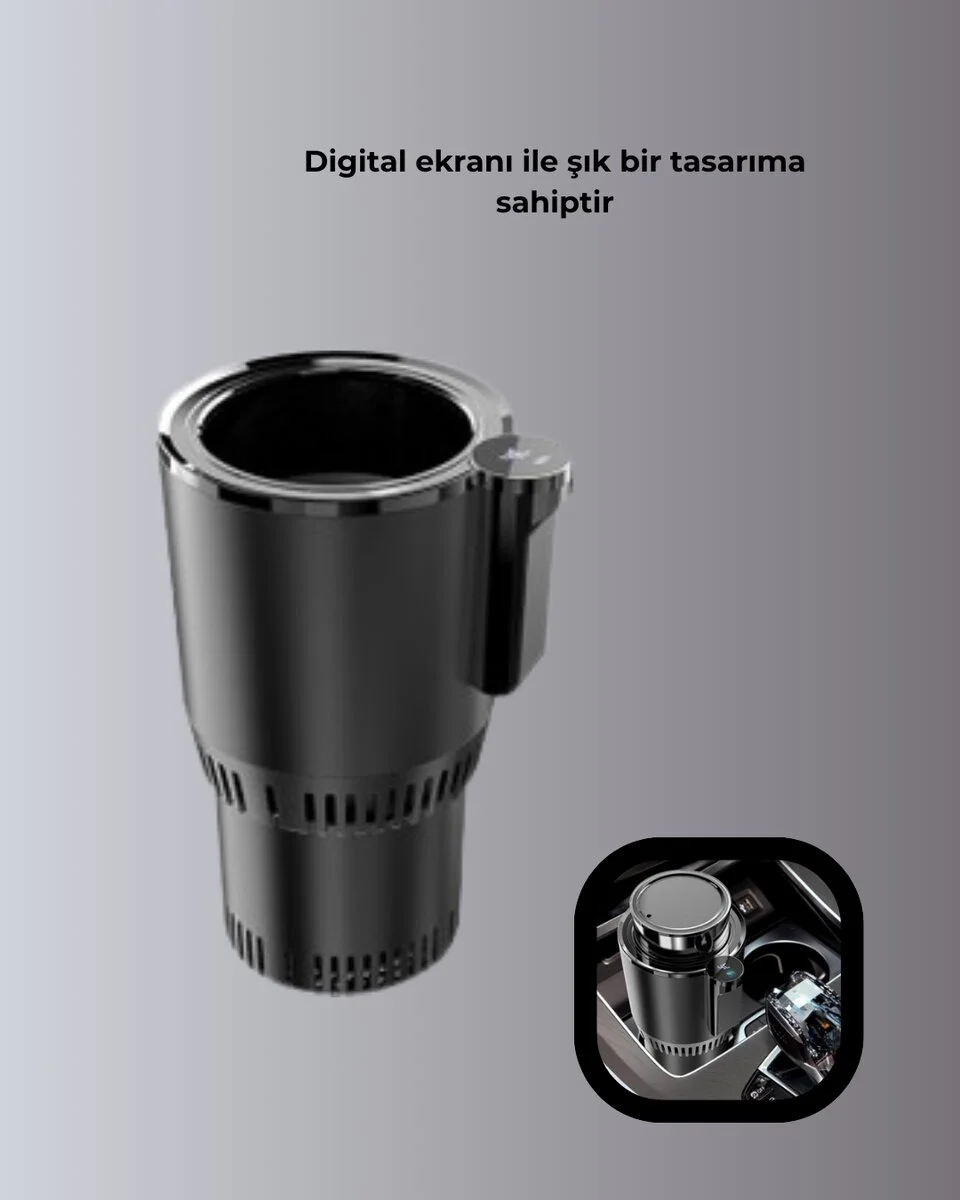 Araba Bardaklığı Isıtma Soğutma Ayarlı Çakmak Girişli Akıllı Model