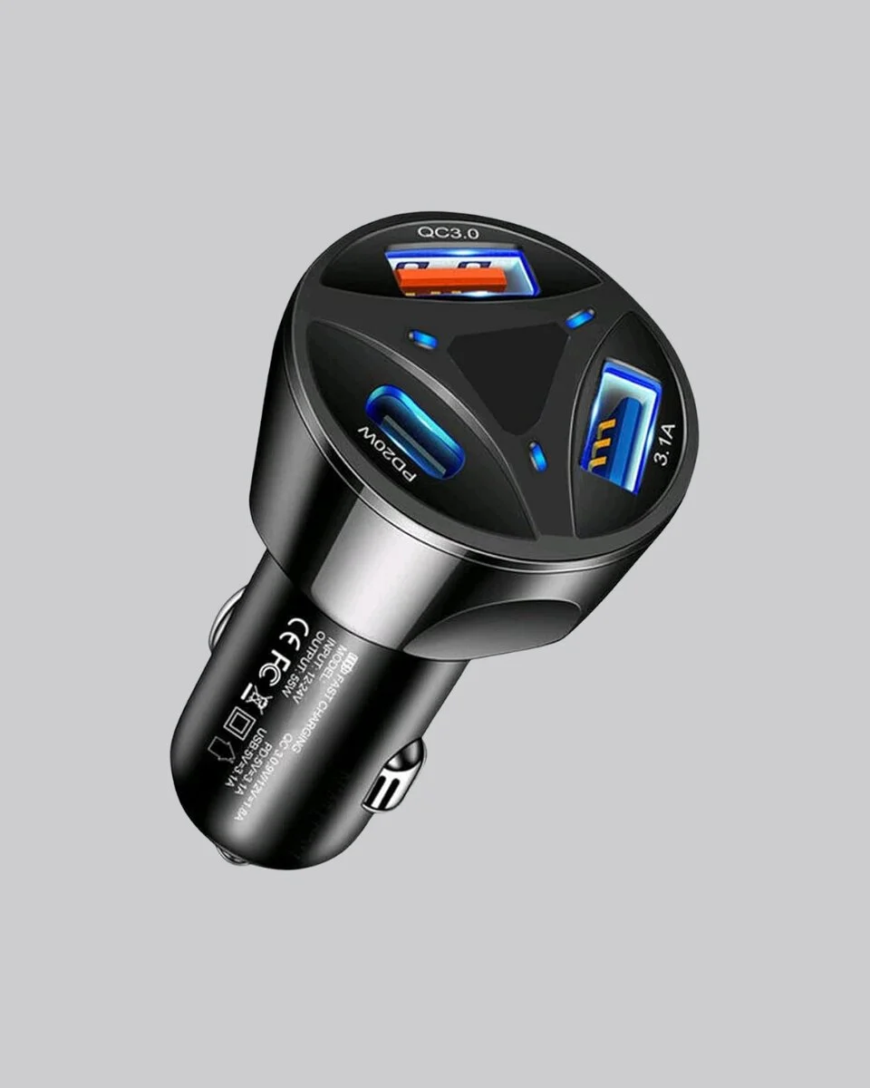55W Hızlı Şarj Araç Çakmaklık Adaptörü QC 3.0 PD