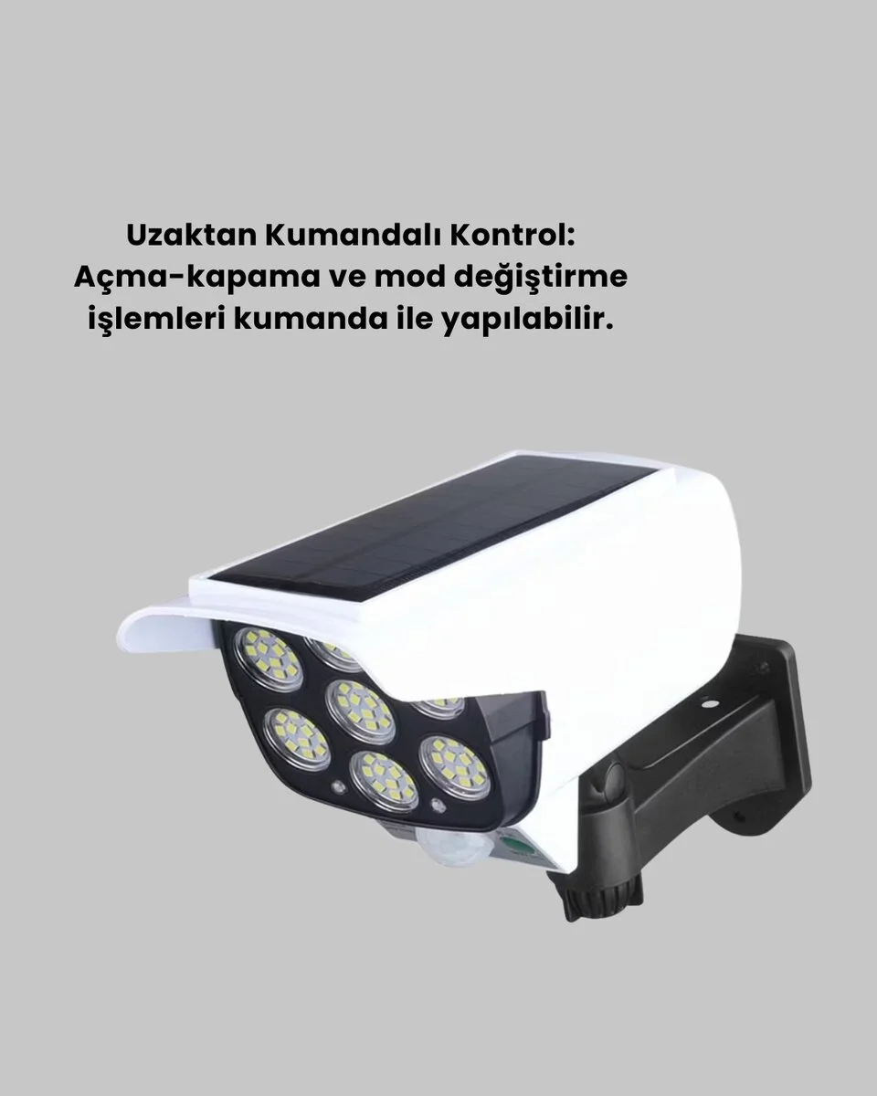 Solar Şarjlı Kamera Tasarımlı LED Duvar Lambası Hareket Sensörlü Dış Mekan Aydınlatma