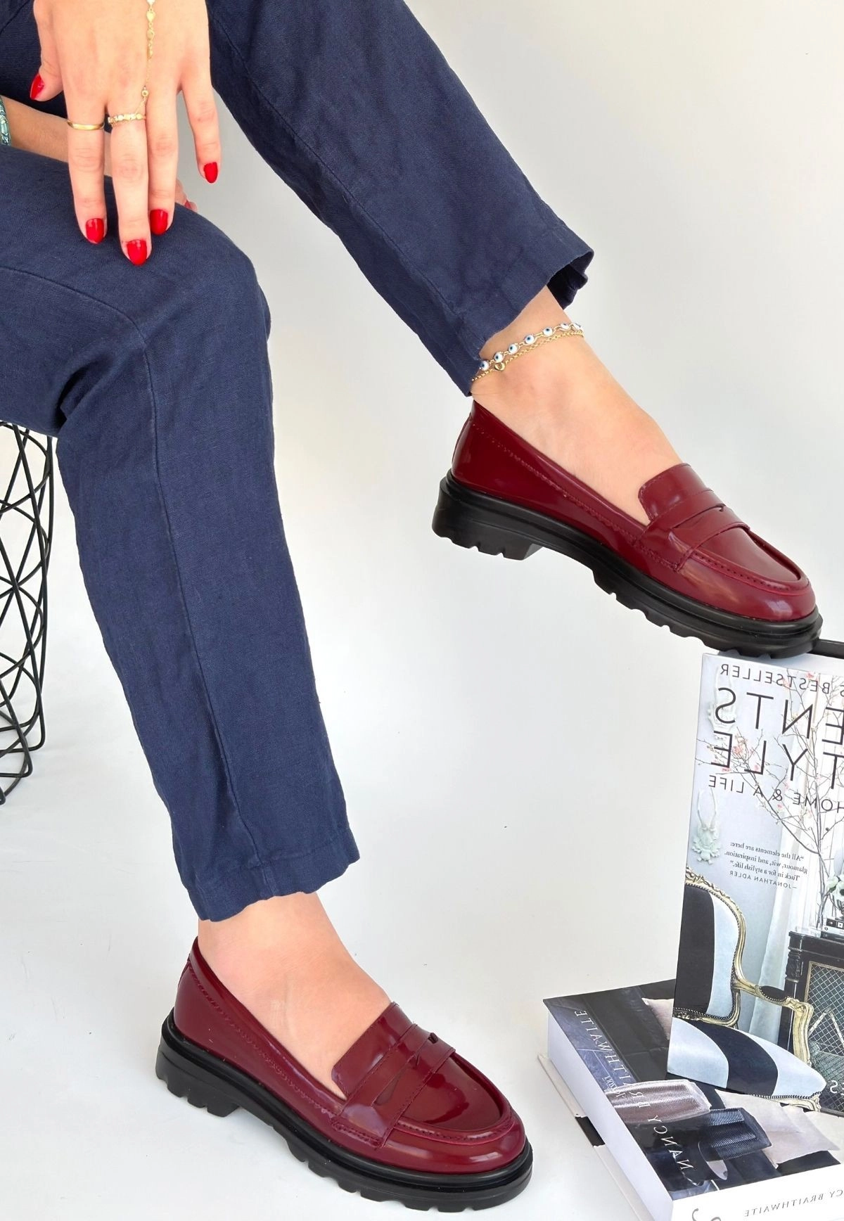 Narli Bordo Rugan Oxford Ayakkabı