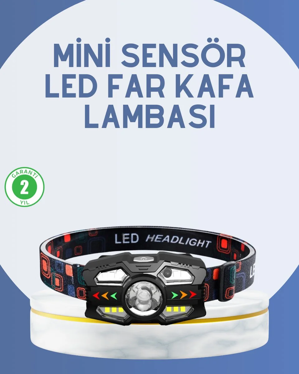 El Sensörlü LED Far Suya Dayanıklı Şarjlı Kafa Lambası