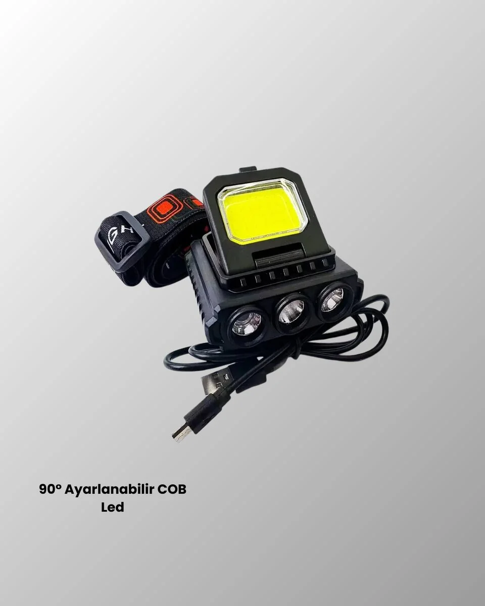 COB + XPE LED Kafa Feneri 800 Lumen USB Type C Şarjlı Çok Modlu