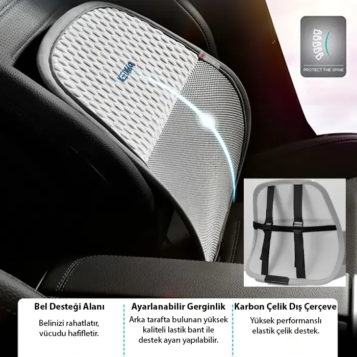 ALLY AirMesh Pro Ergonomik Bel Destek Minderi – Araba ve Ofis İçin Sırt Destek Yastığı-(5775)