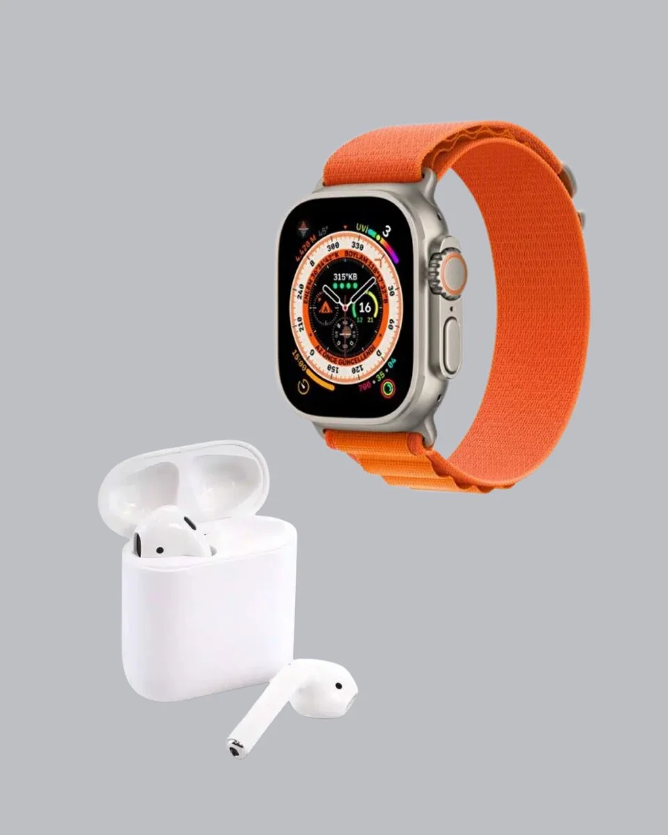 S8 Ultra Akıllı Saat ve Bluetooth Kablosuz Kulaklık 2’li Set