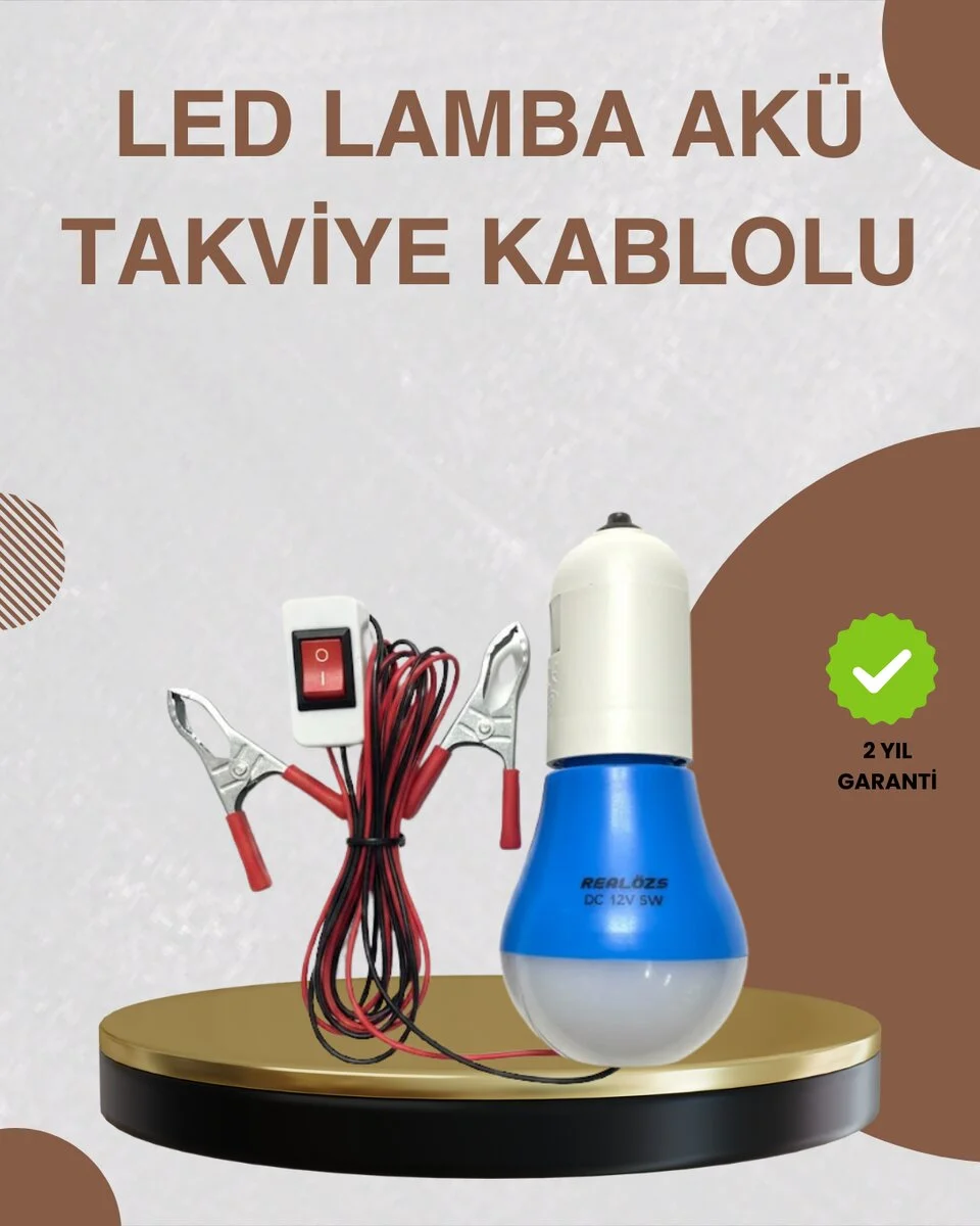12V LED Ampul Timsah Kıskaçlı Taşınabilir Aydınlatma