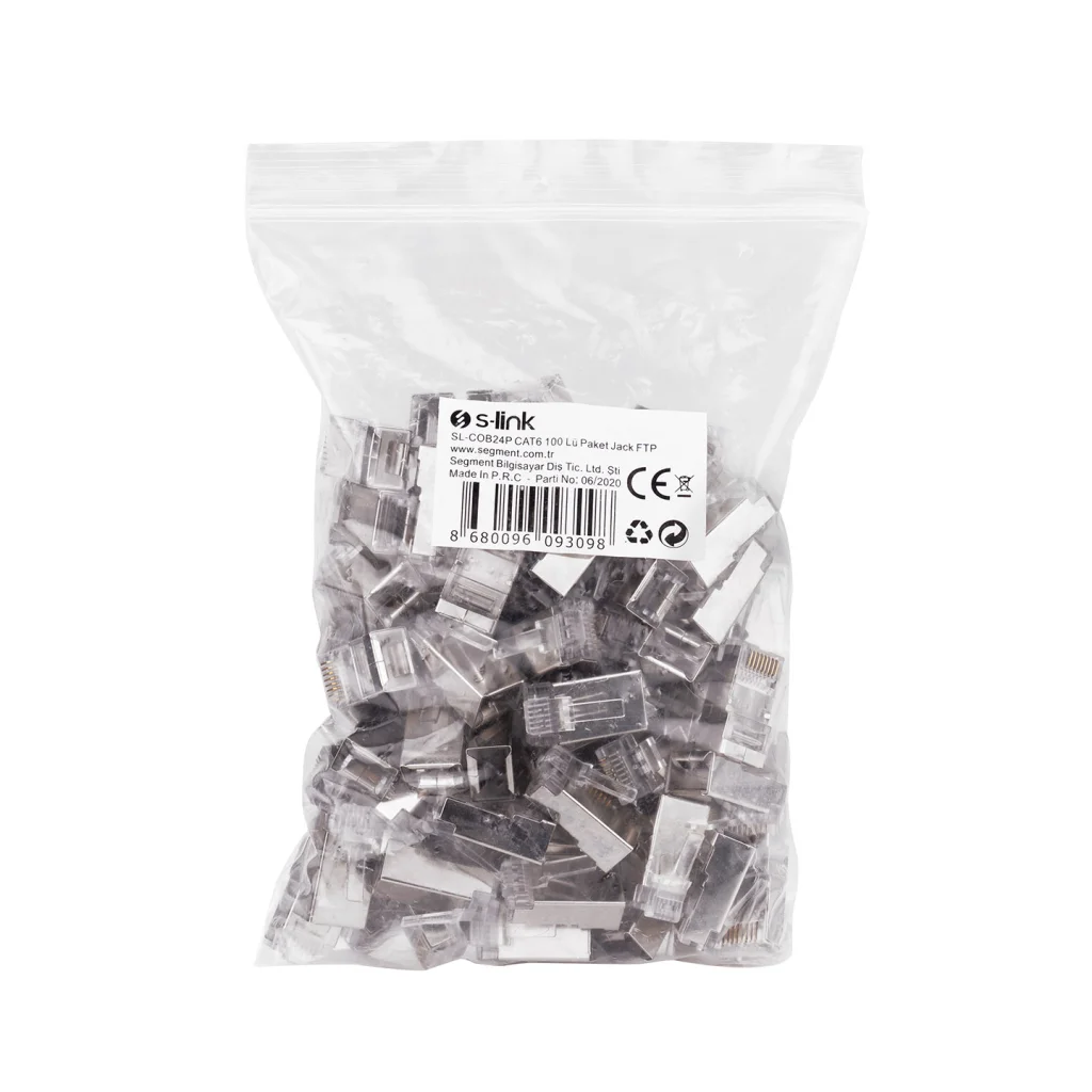 S-LINK SL-COB24P RJ45 Yeni Nesil JAC UTP CAT6 Metal (100lü PAKET)(1923)