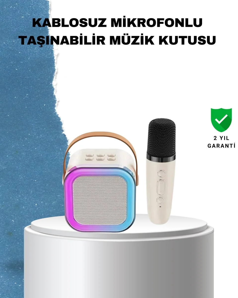 Karaoke Mikrofon Hoparlör Seti 6 Saat Kullanım Süresi