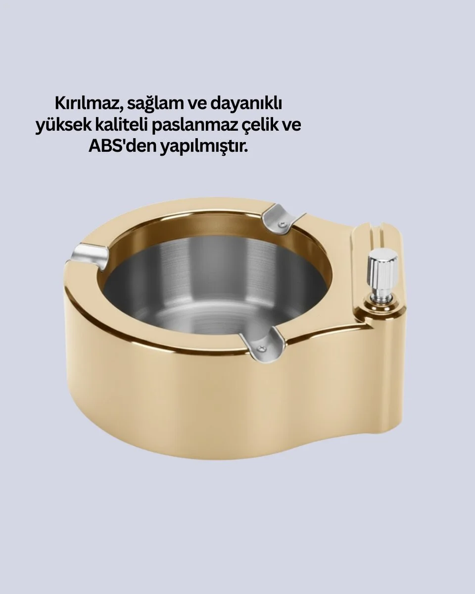 Çakmak Entegreli Küllük Yeniden Doldurulabilir Metal Gövde