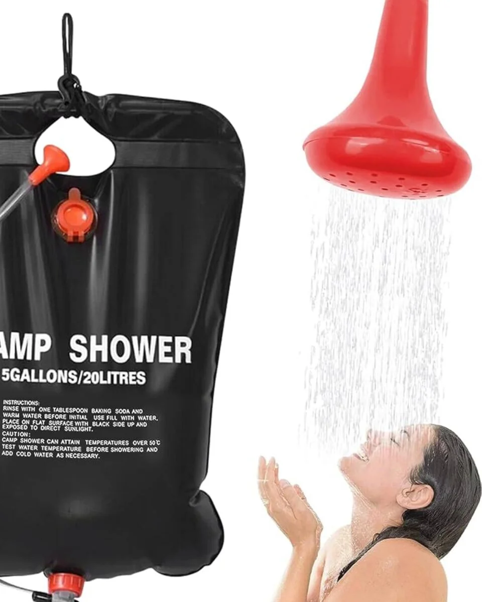 Solar Kamp Duşu 20 Litre Taşınabilir Şeffaf Su Seviyeli Dış Mekan Duş Sistemi