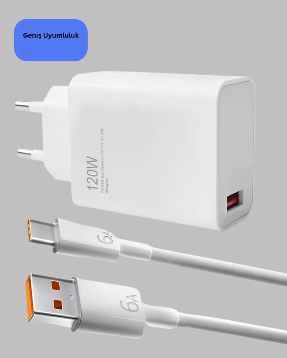 120 Watt Hızlı Şarj Adaptörü Samsung S20 S21 S22 S23 Uyumlu