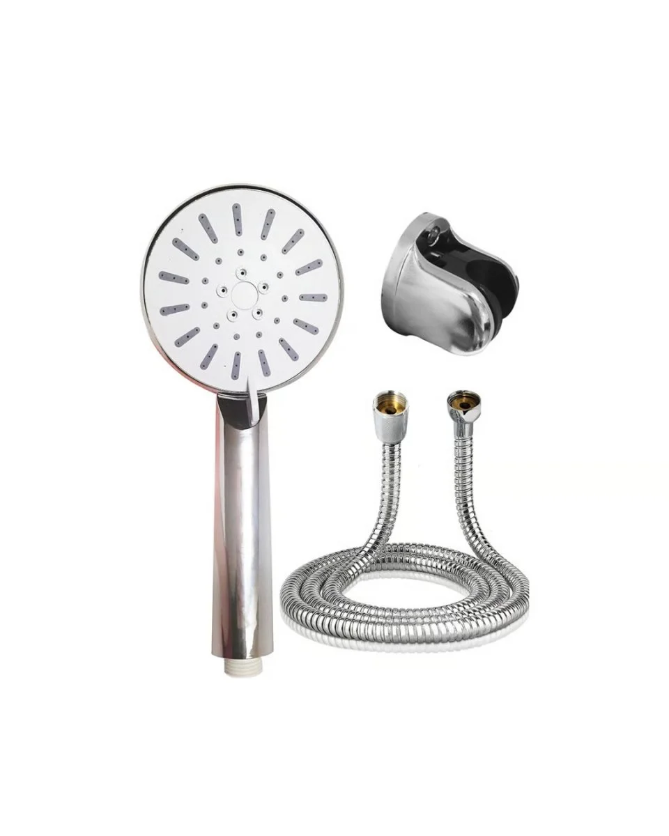 Spiral Hortumlu 4 Kademeli Krem El Duşu Başlığı Banyo Duş Seti