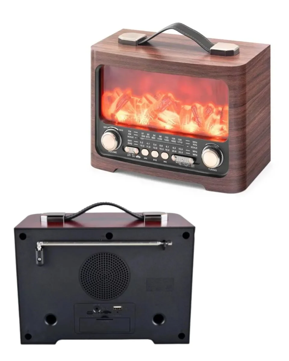 Retro Şömine Tasarımlı Bluetooth Hoparlör FM Radyo USB TF Kart Müzik Çalar