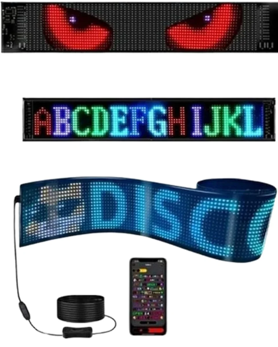 16x96 LED Yazı Paneli 60 cm Esnek RGB Işıklı Programlanabilir Ekran