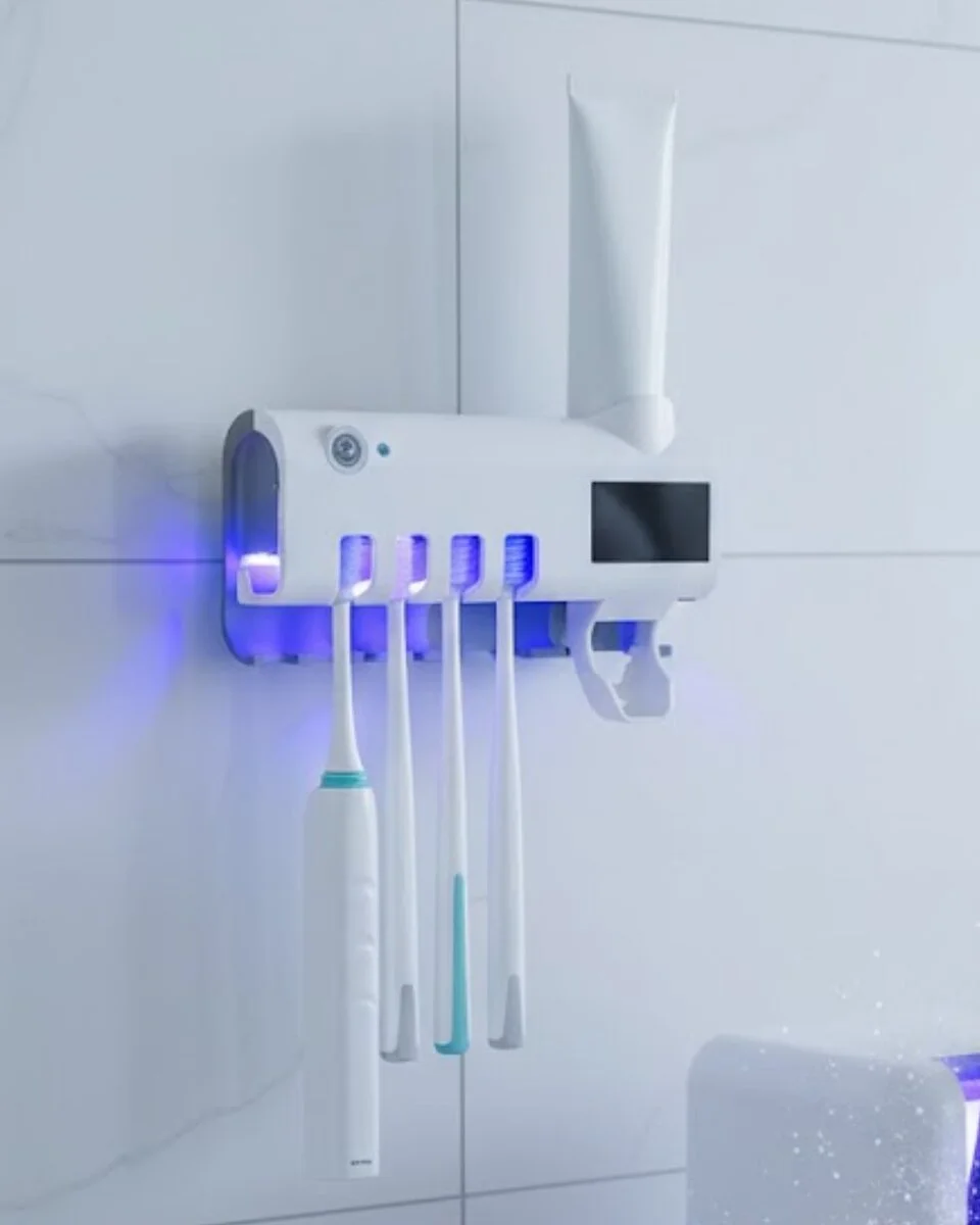 UV Sterilizasyonlu Duvara Monte Otomatik Diş Fırçası Tutucu