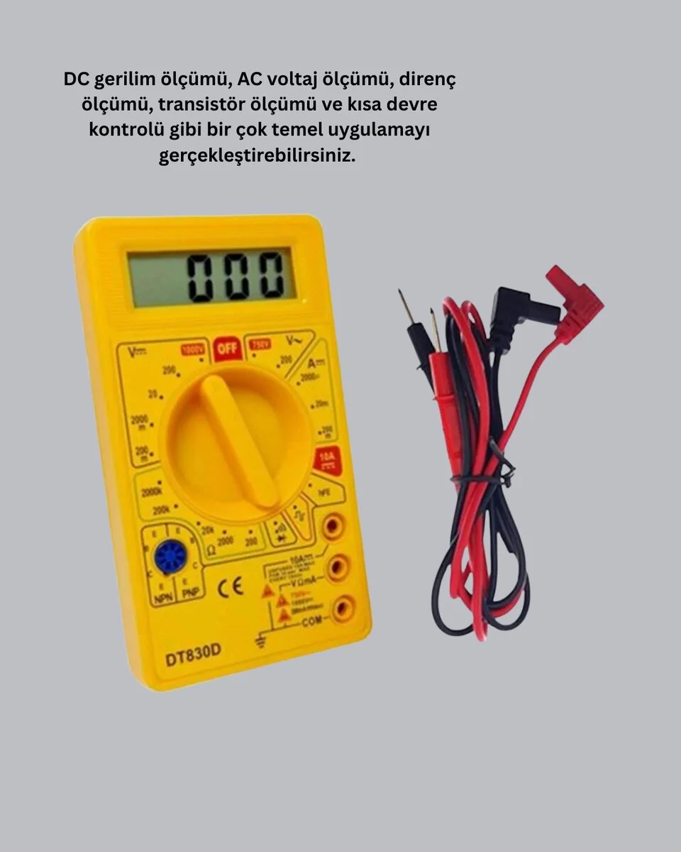 Dijital Multimetre Ölçü Aleti AC DC Ölçüm ve LCD Ekranlı