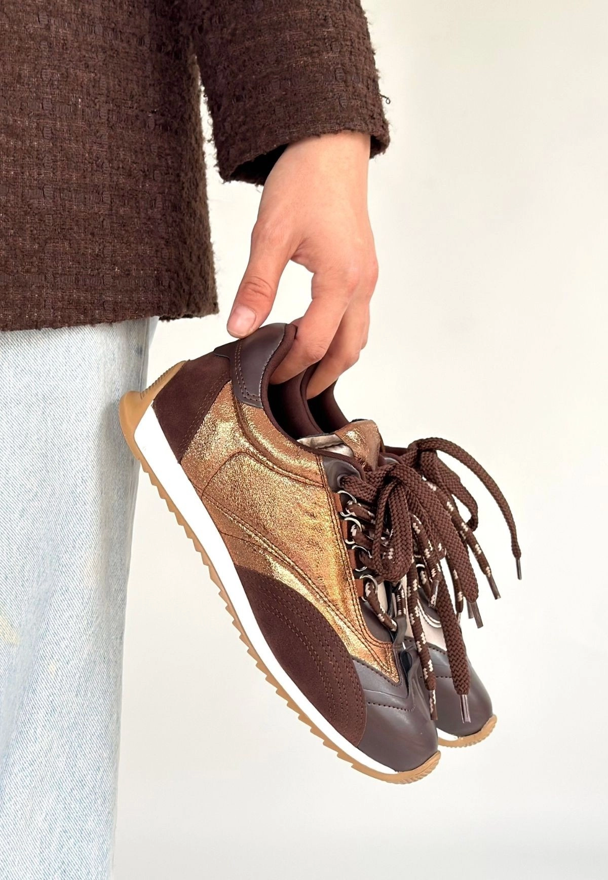 Ranu Kahverengi Cilt Paraşüt Detaylı Bağcıklı Spor Ayakkabı