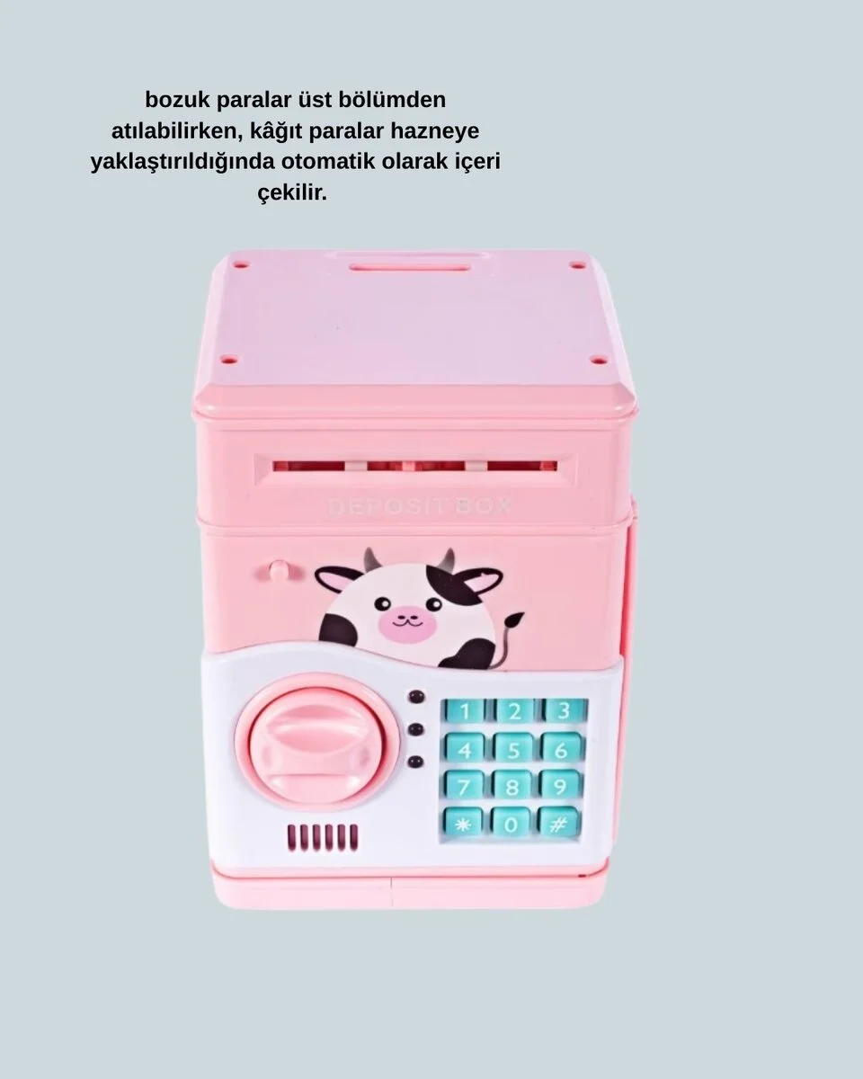 ATM Tasarımlı Pembe Işıklı Sesli Çocuk Kumbarası