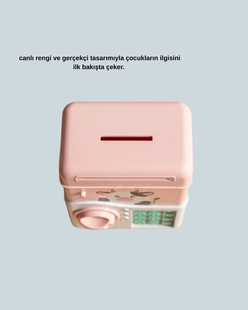 Pembe Elektronik Şifreli Otomatik Para Çeken ATM Kumbarası