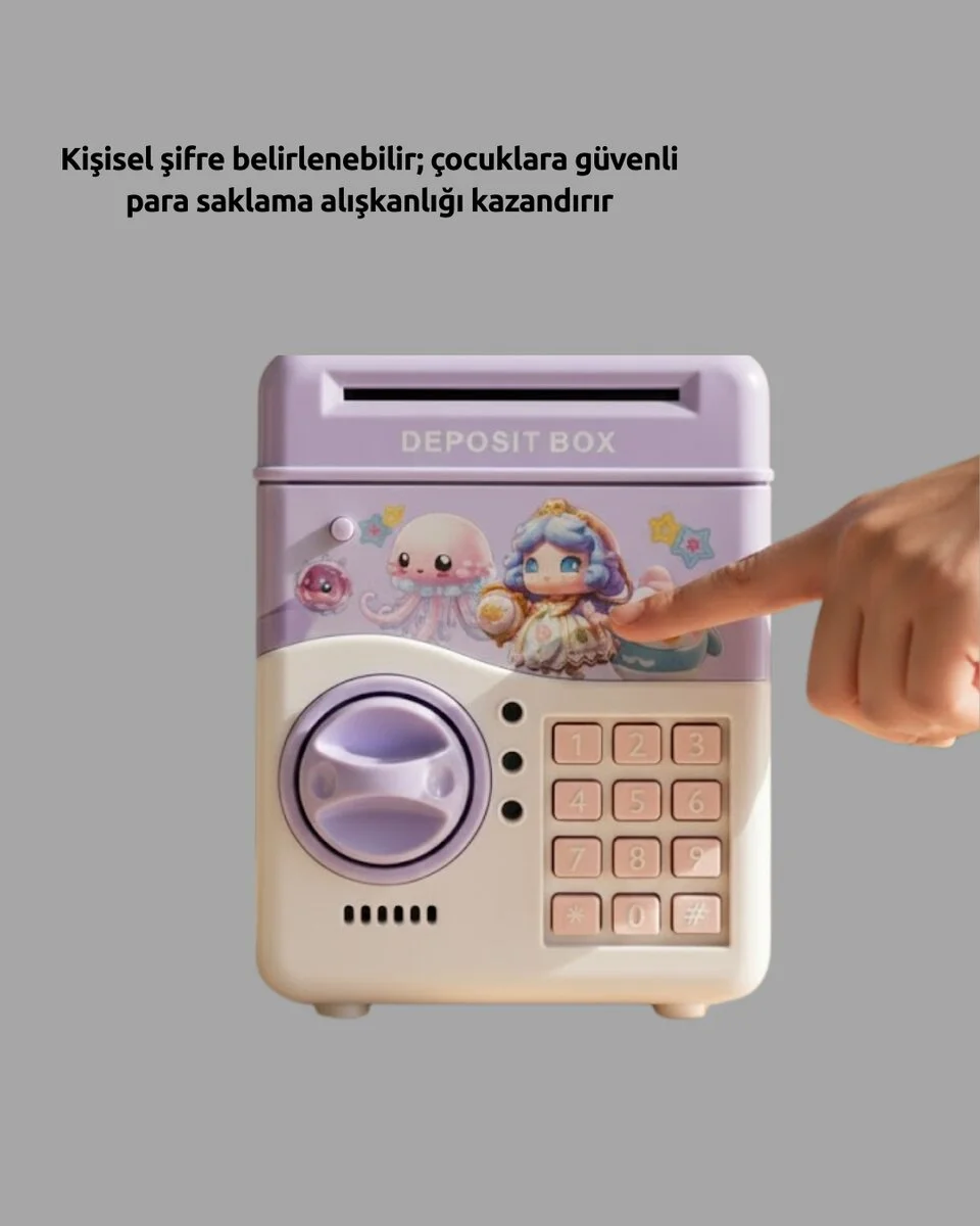 Çocuklar İçin Elektronik Şifreli Para Biriktirme Kumbarası Mor